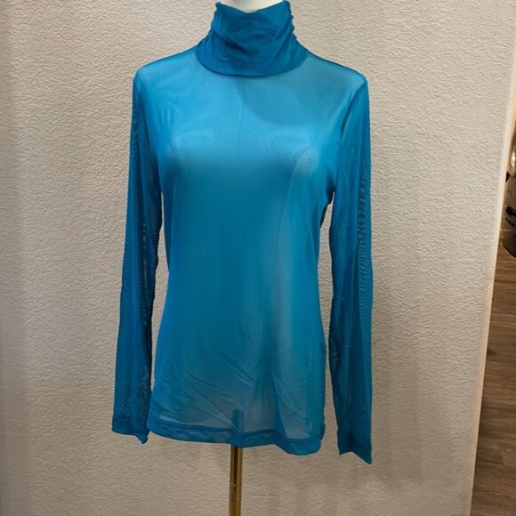 White House Black Market Sheer Mesh Turtleneck Top Shirt - Picture 4 of 4